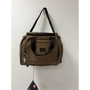 NWT Chaps Brown Canvas Duffel Carry On Bag Tan 16x11 With Shoulder Strap